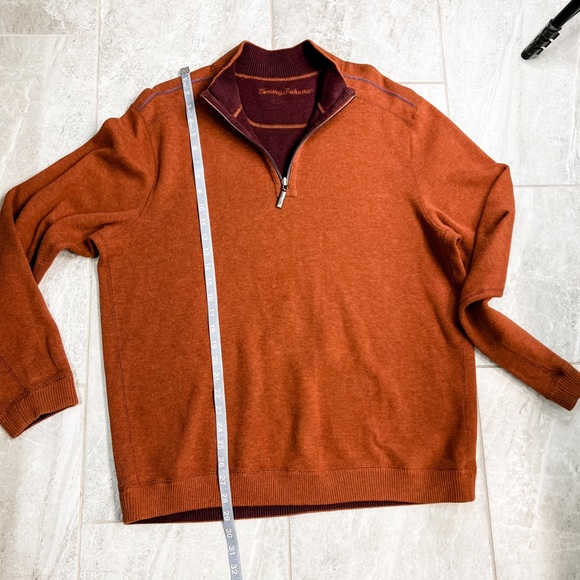 Tommy Bahama Flip Side Orange Burgundy Reversible 1/4 Zip Long Sleeve Sweater - Picture 8 of 11